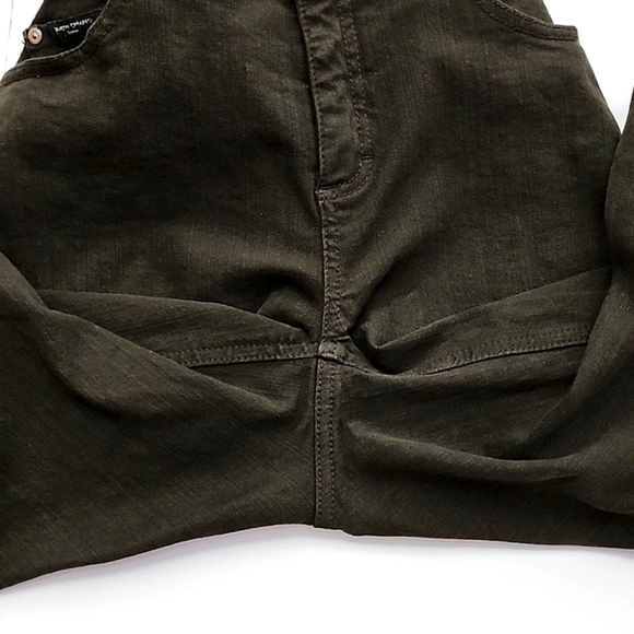 Simon Chang Women's Khaki Brown  Denim Jeans Straight Leg Stretch Size 2 - Picture 13 of 16